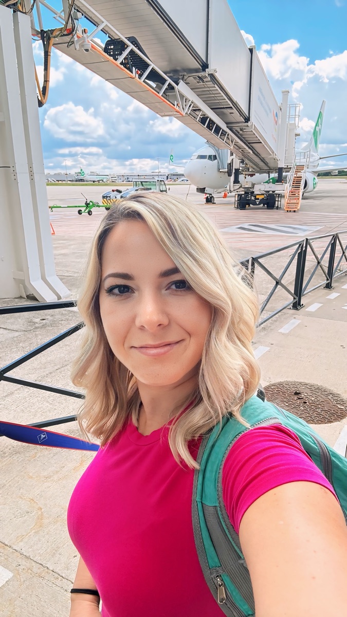 Yane boarding a flight