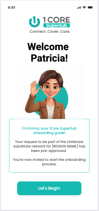 SuperSub app, Emma welcome screen