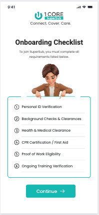 SuperSub app onboarding checklist